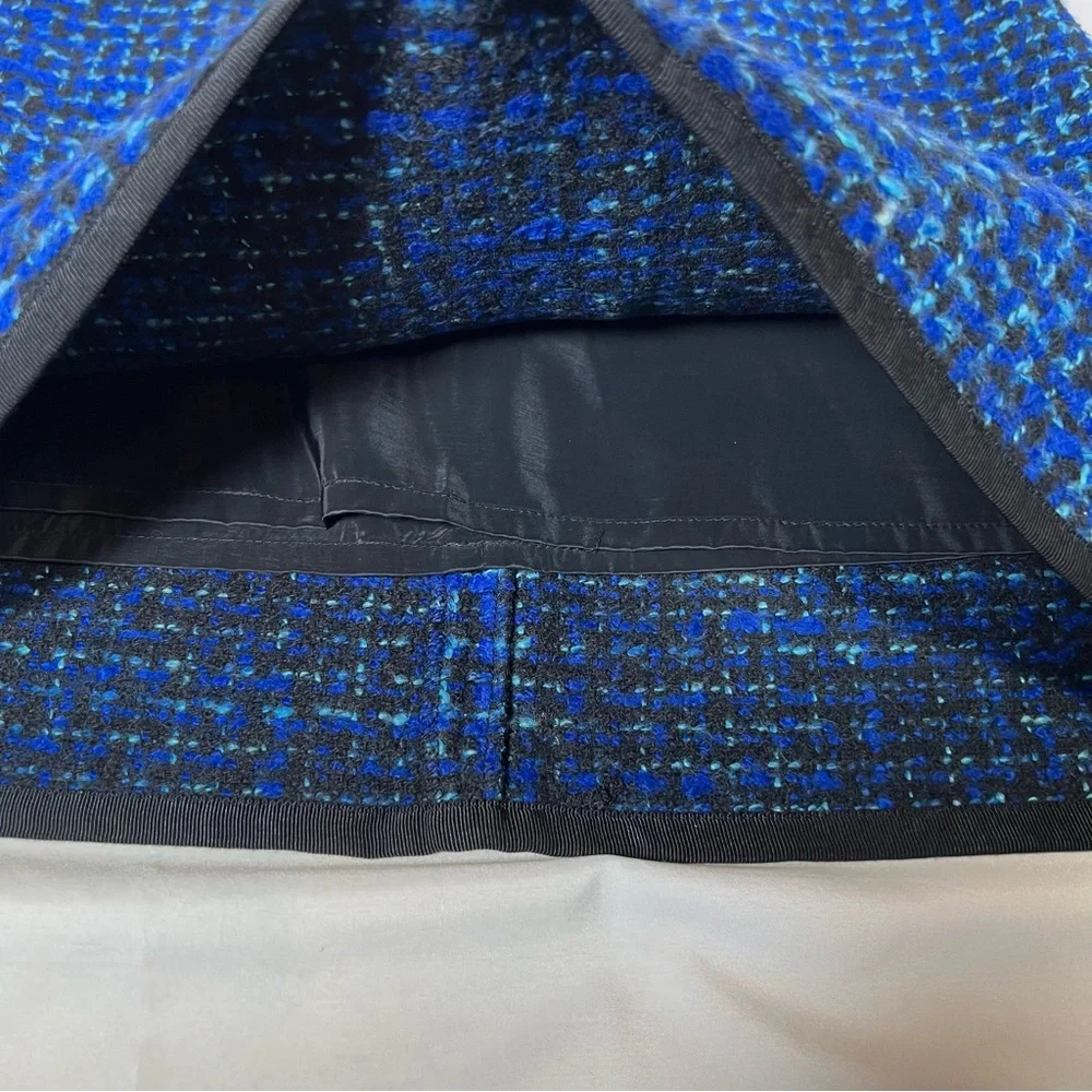 🎉HP🎉 J. Crew Blue Black Aqua Tweed Boucle Lined Mini Skirt Size 2
